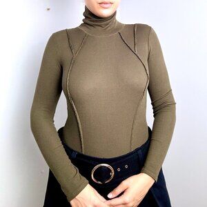 Olive Green Long Sleeve Bodysuit